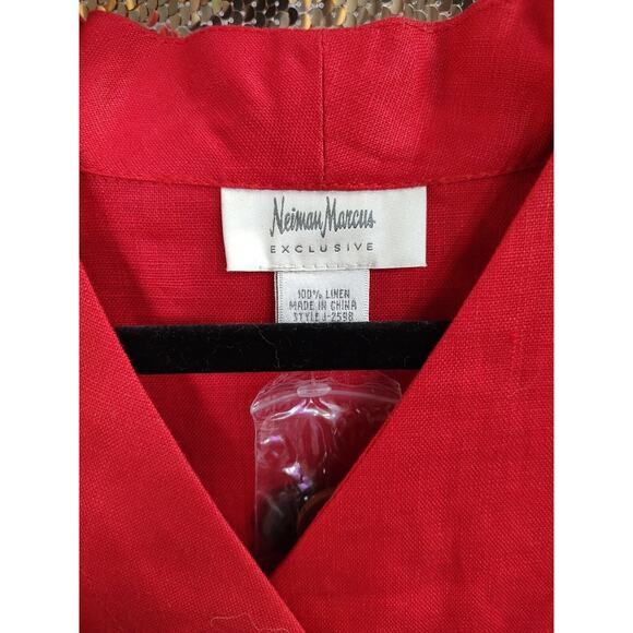 Women's Plus Red 100% Linen Blouse 2xl Neiman Marcus Exclusive - Picture 6 of 10